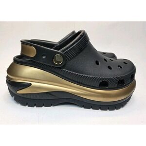 Crocs Mega Crush Metalic Gold Black Mens Size 5 Womens Size 7